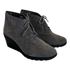 White Mountain Kahlua Gray Suede Wedge Ankle Bootie NWOT 11m